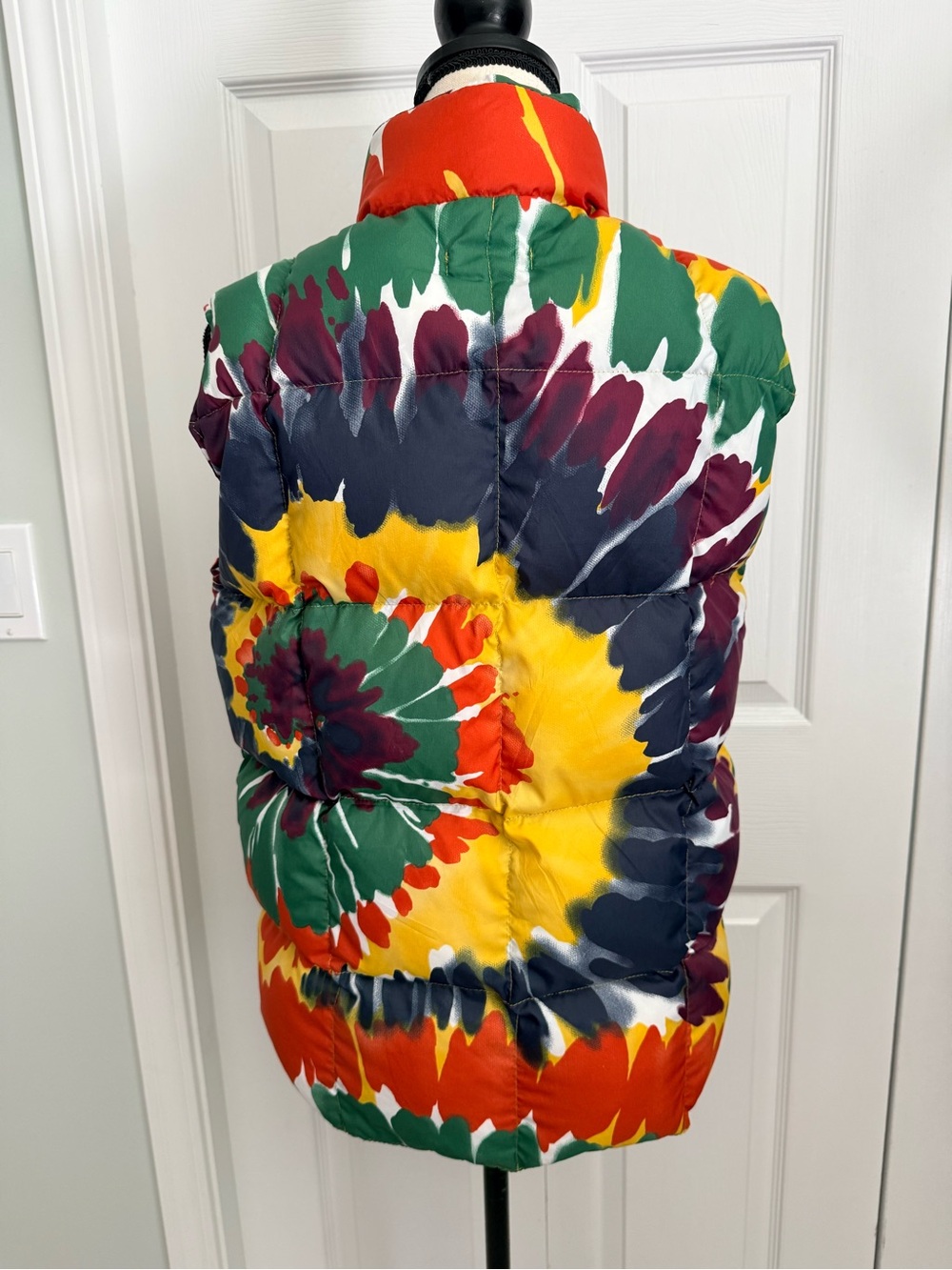 Lands End Multicolor Down Puffer Vest - Green, Yellow, Burgundy, Navy juniors 14 - Picture 3 of 11